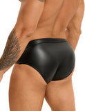 Black Sexy PU Leather Rivet Men Brief