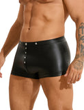 Black Sexy PU Leather Men Boxer With Rivets