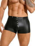 Black Sexy PU Leather Men Boxer With Rivets