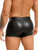 Black Sexy PU Leather Men Boxer With Rivets