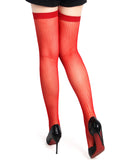 White & Black & Red Sexy Small And Medium Mesh Anti-roll Cuff Fishnet Stockings