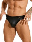 Black Sexy PU Leather Lace Men Underwear