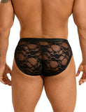 Black Sexy PU Leather Lace Men Underwear