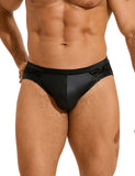 Black Sexy PU Leather Lace Men Underwear