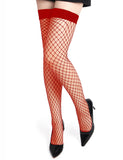 Red & Black & White  Sexy Medium Mesh Holes Anti-roll Cuff Fishnet Stockings