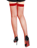 Red & Black & White  Sexy Medium Mesh Holes Anti-roll Cuff Fishnet Stockings