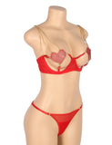 Red Sexy Mesh Heart Chain Bra Set Egypt