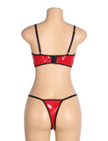 Red Sexy Egypt Patent Leather Mesh Zippered Bra Set