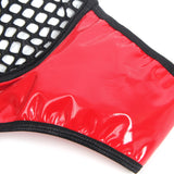 Red Sexy Egypt Patent Leather Mesh Zippered Bra Set