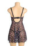 Sexy Heart Printed Lace Mesh Push Up Nightdress Egypt