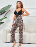 Sexy Leopard Lace Suspender Pajama Set