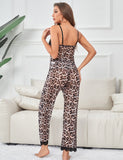 Sexy Leopard Lace Suspender Pajama Set