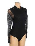 White High Neck Mesh Minimalist Bodysuit
