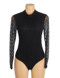 White High Neck Mesh Minimalist Bodysuit