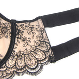 Black Sexy Egypt Mesh Embroidery Lace Garter Bra Set