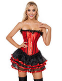 Steel Bones Black Lace Red Corset