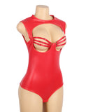 Sexy PU Leather Sleeveless Open Bust bodysuit Egypt