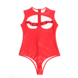 Sexy PU Leather Sleeveless Open Bust bodysuit Egypt
