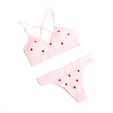 Pink Sexy Strawberry Embroidery Knitted Seamless Bra Set Egypt