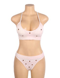 Pink Sexy Strawberry Embroidery Knitted Seamless Bra Set Egypt