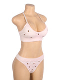 Pink Sexy Strawberry Embroidery Knitted Seamless Bra Set Egypt