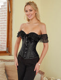 off Shoulder 12 Pieces Plastic Bones Lace Corsets with Panties