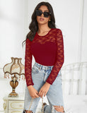 Sexy Swim Cloth Lace Long Sleeves Open Crotch Bodysuit