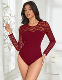 Sexy Swim Cloth Lace Long Sleeves Open Crotch Bodysuit