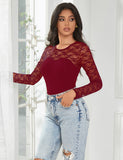 Sexy Swim Cloth Lace Long Sleeves Open Crotch Bodysuit