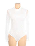 White High Neck Mesh Minimalist Bodysuit