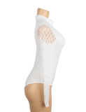 White High Neck Mesh Minimalist Bodysuit