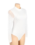 White High Neck Mesh Minimalist Bodysuit