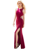 Croch Straps Back Slit Party Gown