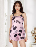 Leopard Print Suspender Home Wear Pajama Set