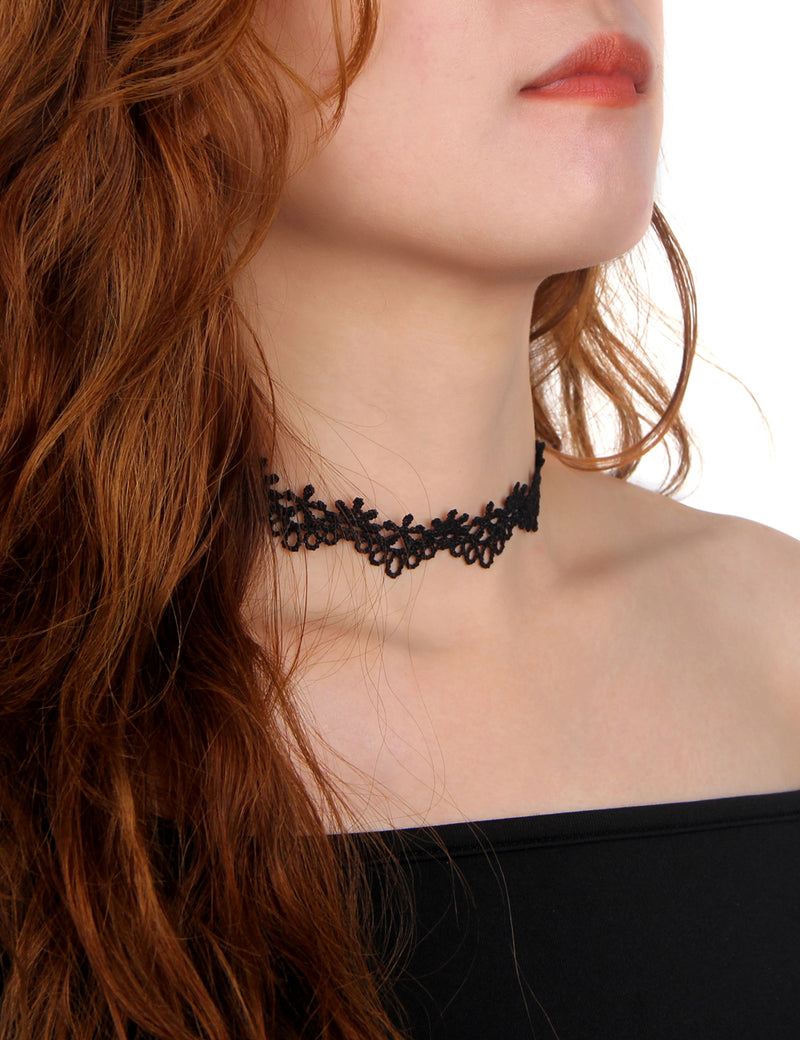 Black Sexy Lace Floral Necklace