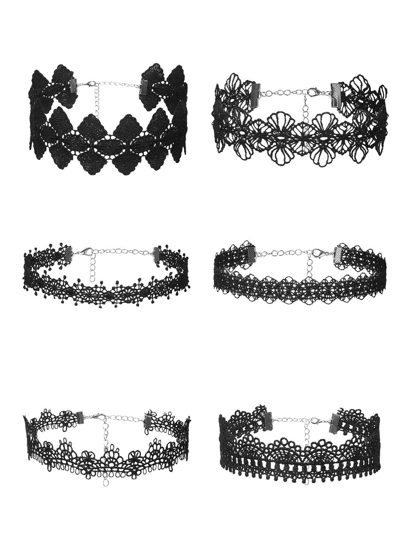 6pcs Black Sexy Lace Necklace Set