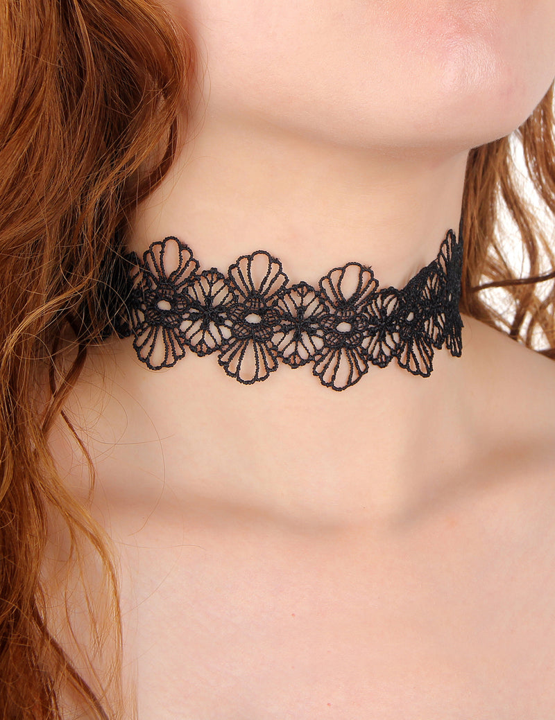 6pcs Black Sexy Lace Necklace Set