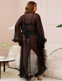Sexy Mesh Ruffled Long Robe With Belt