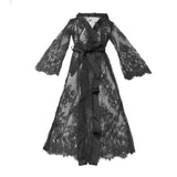 Red Sexy Egypt Lace Satin Mesh Long Nightgown With Belt