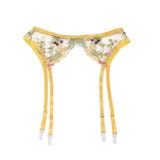 Sexy Egypt Mesh Embroidery Floral Lace Bra Set with Garter Leg Rings
