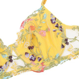 Sexy Egypt Mesh Embroidery Floral Lace Bra Set with Garter Leg Rings