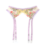 Sexy Egypt Mesh Embroidery Floral Lace Bra Set with Garter Leg Rings