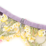Sexy Egypt Mesh Embroidery Floral Lace Bra Set with Garter Leg Rings