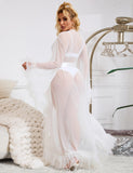 Sexy Mesh Ruffled Long Robe With Belt