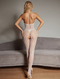 White Sexy Luminous Halter Neck Open Crotch Bodystocking Egypt