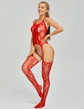 Sexy Jacquard Halter Neck Bodystocking