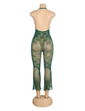 Green Sexy Egypt Jacquard Halter Neck Bodysuit