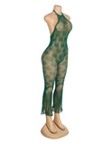 Green Sexy Egypt Jacquard Halter Neck Bodysuit