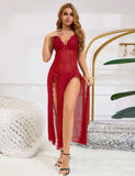 Sexy Mesh Lace Long Split Nightgown Egypt