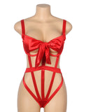 Red Sexy Egypt Hollow Out Bow Tie Bodysuit Lingerie